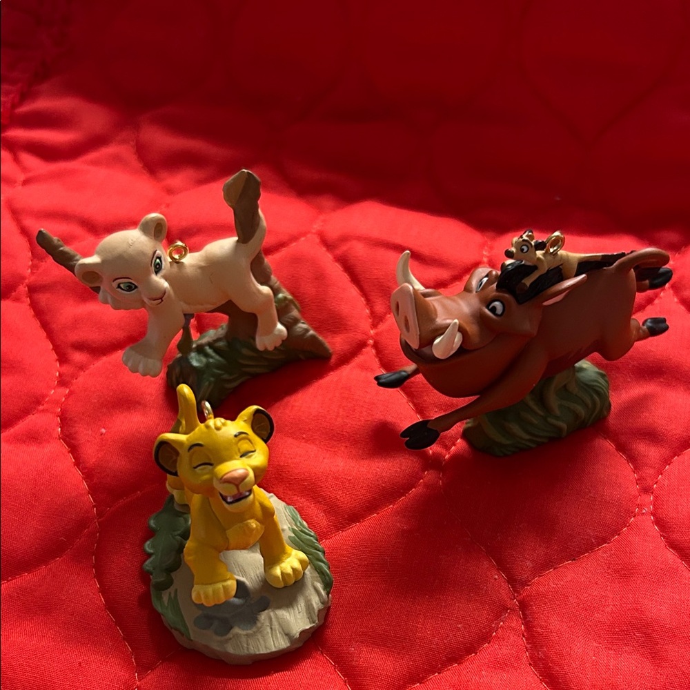 Hallmark Lion King Ornaments - Yellow, Brown, and Red
